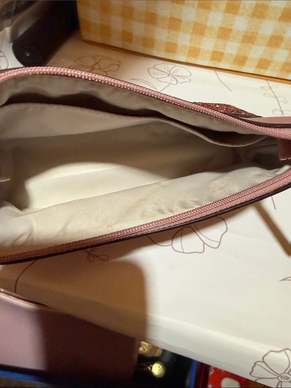 kate spade Rose Pink Glitter Two-Tone Cosmetic Pouch